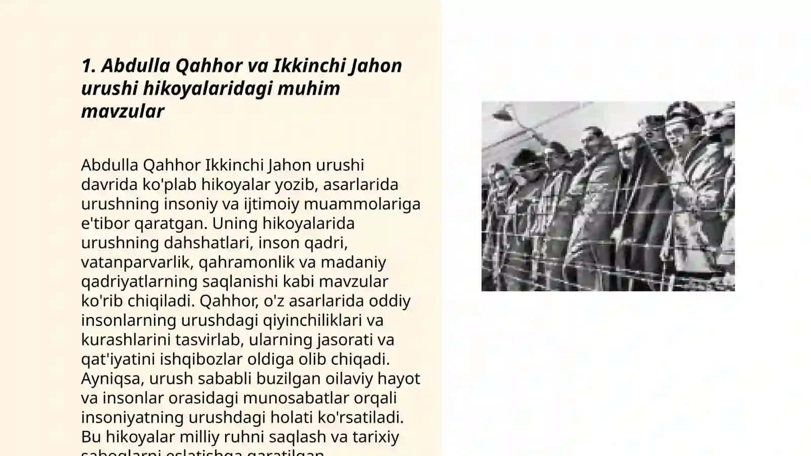 Abdulla Qahhorning ikkinchi jahon urushi yillari hikoyachiligi 3