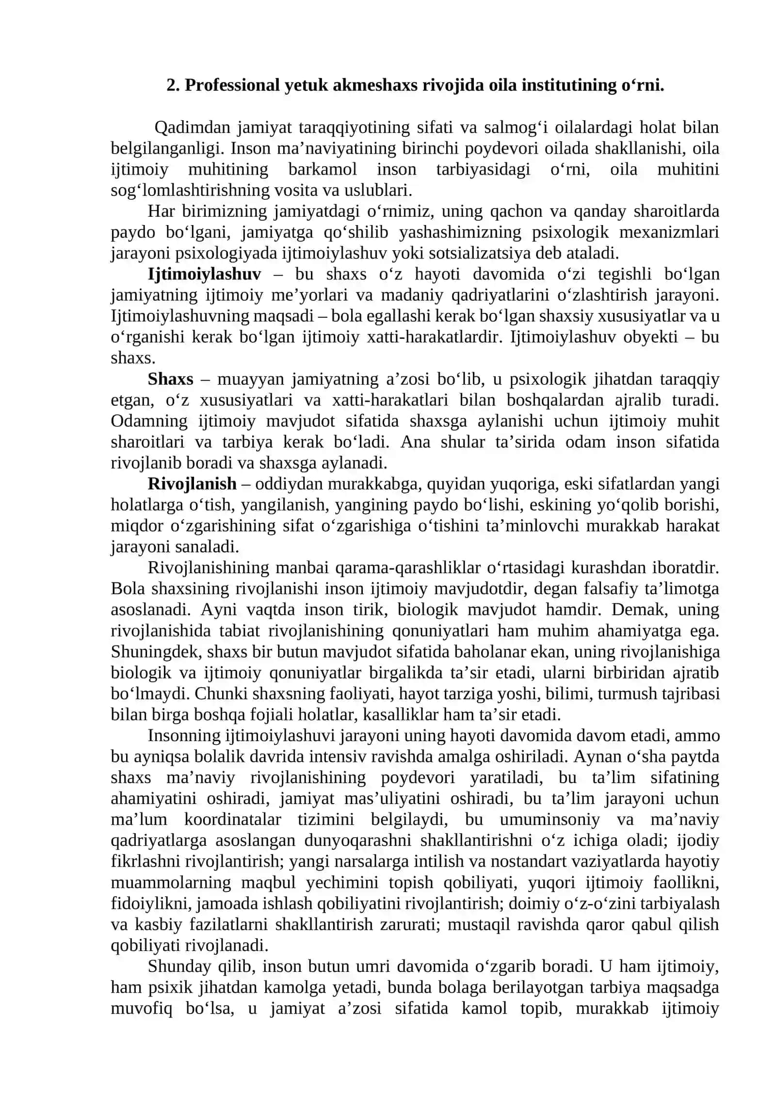 PROFESSIONAL YETUK AKMESHAXS RIVOJIDA OILA INSTITUTI VA FAOLLIKNING OʻRNI 3