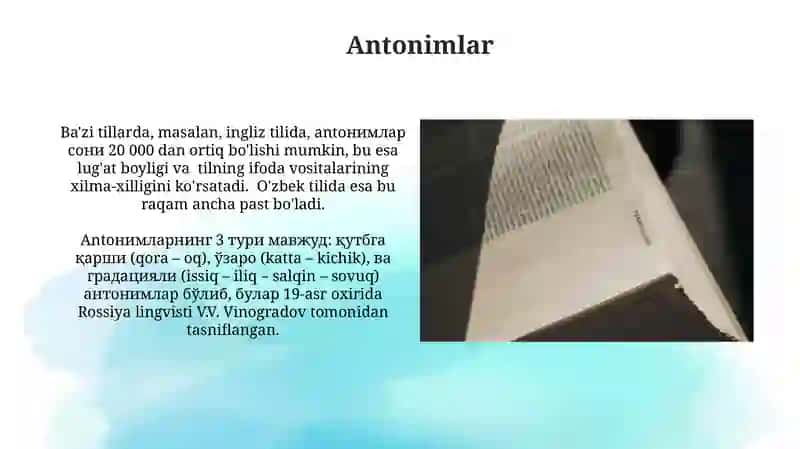Leksikologiya. Polisemiya, sinosimiya va antonimiya 3