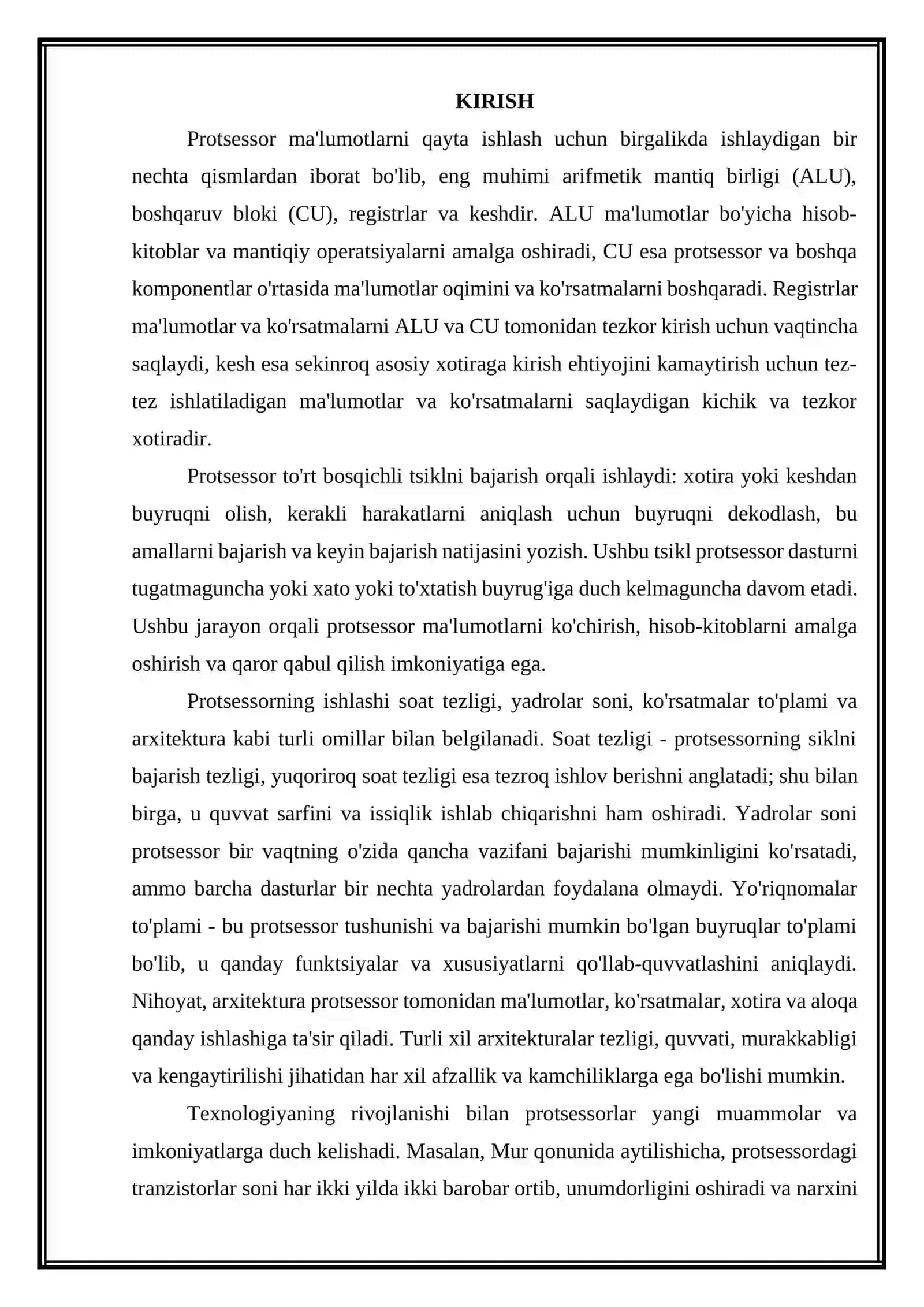 Signal protsessorlari arxitekturasining texnik parametrlari va optimallashtirish usullarining texnik parametrlari va optimallashtirish usullari. 3