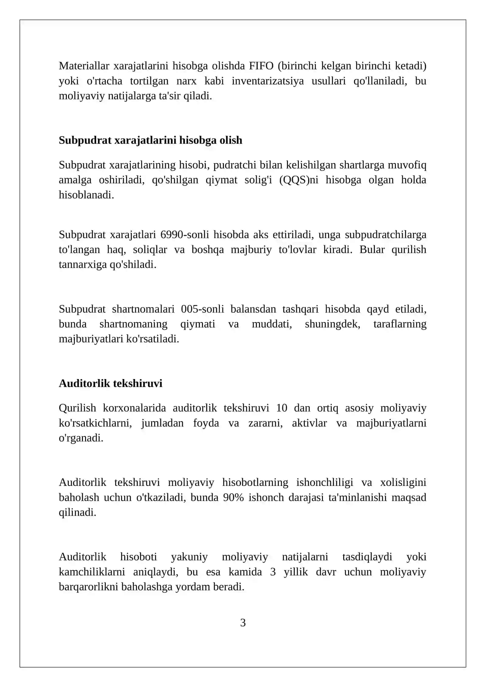 Qurilish korxonalarida yakuniy moliyaviy natijalar hisobi 3