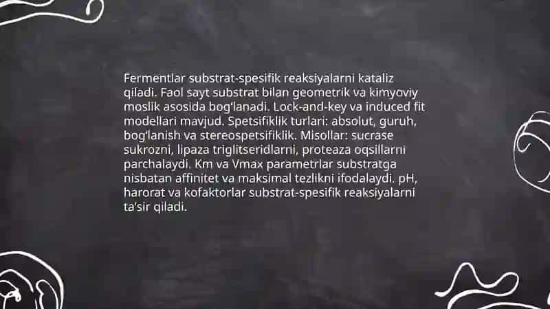 Fermentlar ishtirokida boradigan reaksiyalar 3