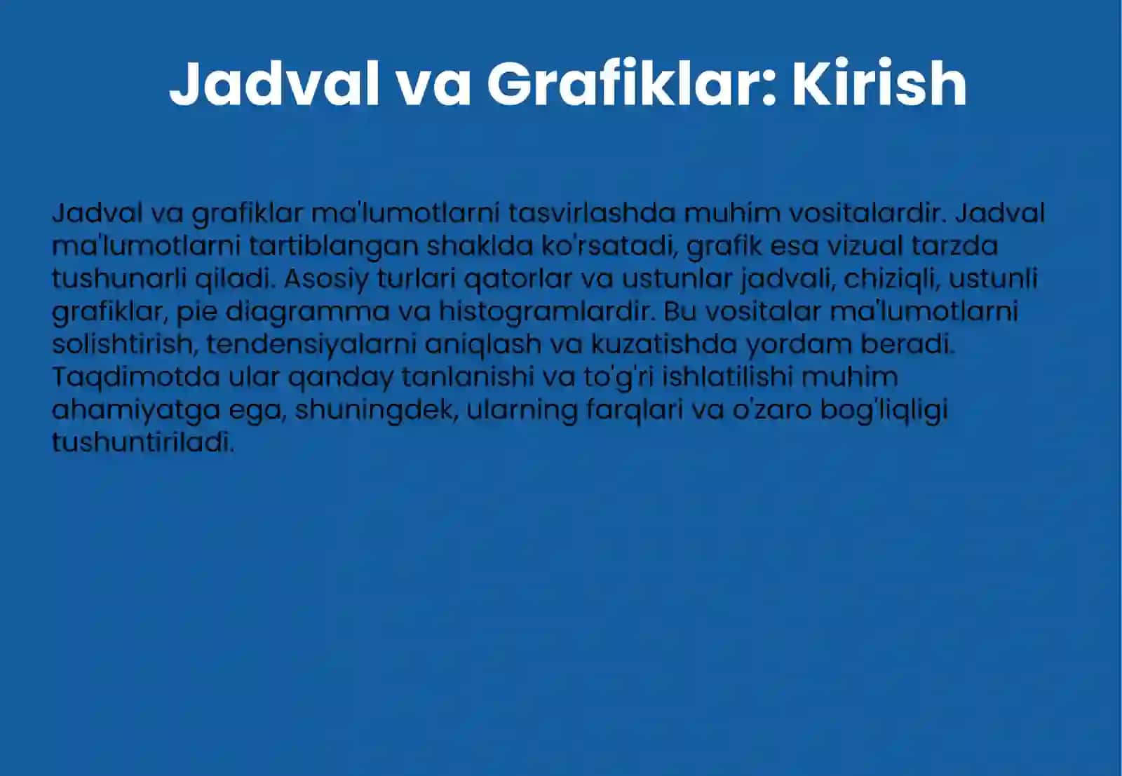 Statistik ma'lumotlarni jadval va grafiklarda tasvirlash 3
