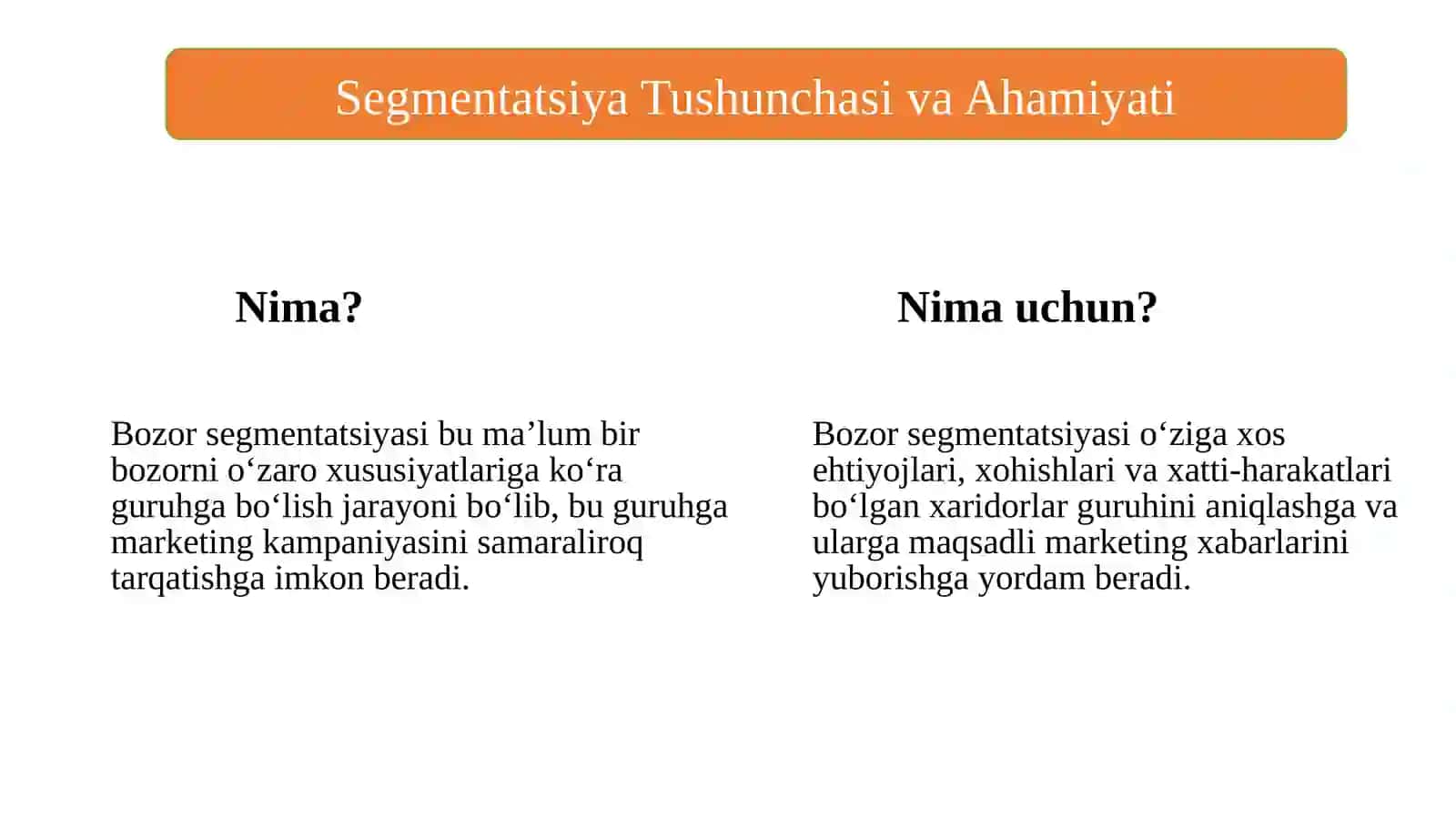 Marketing fanidan mustaqil ishi 3