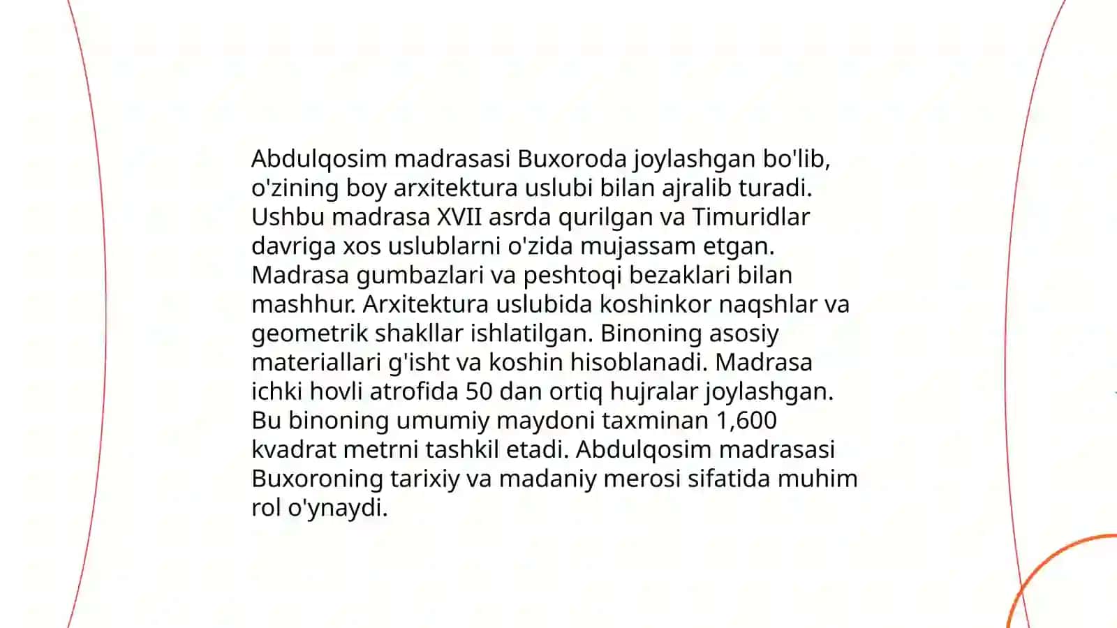 Abdulqosim madrasasi tarixi arxitekturasi haqida mustaqil ish 3