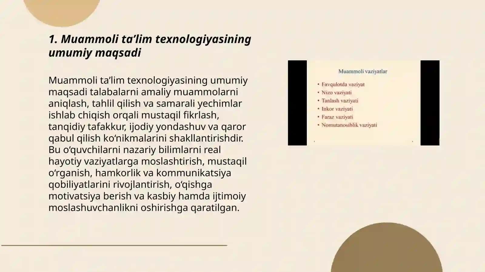 Muammoli taʼlim texnologiyasining maqsad va vazifasi 3