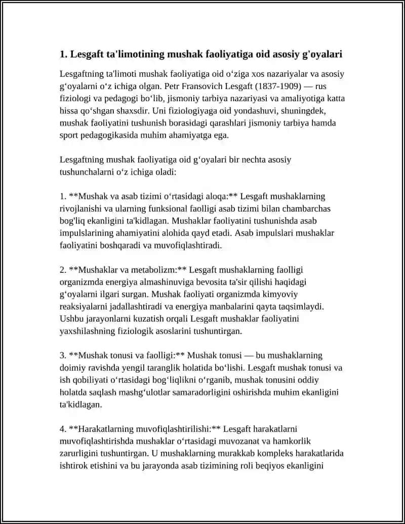 MUSHAKLARNING ISHI VA BIOMIXANIKASI.LESGAFT MUSHAKLARI TOʻGʻRISIDA TA'LIMOT 3