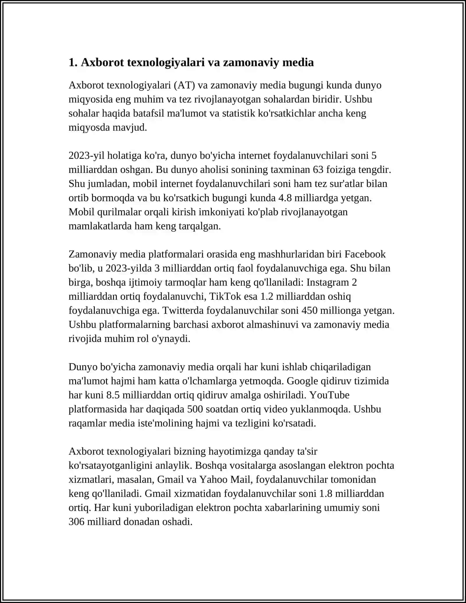 АXBOROT MATNLAR BILAN ISHLASH VA MEDIA MADANIYAT 3