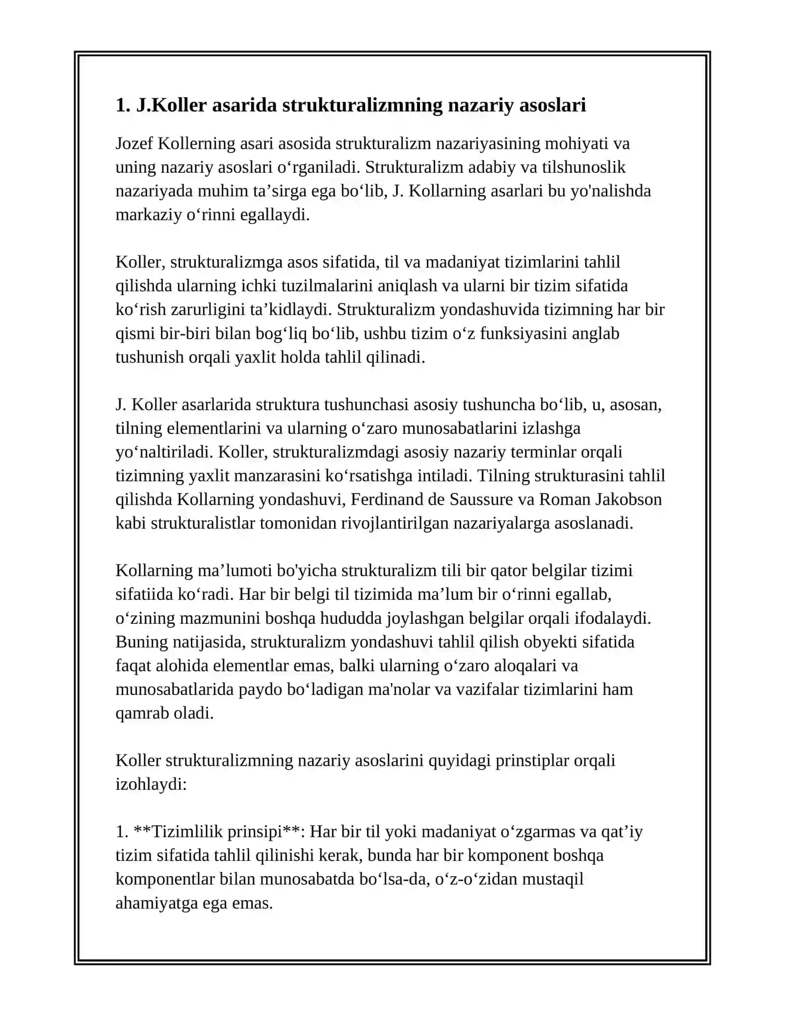 STRUKTURALIZIM MAKTABI HAQIDA(J.KOLLER ASARI ASOSIDA) 3