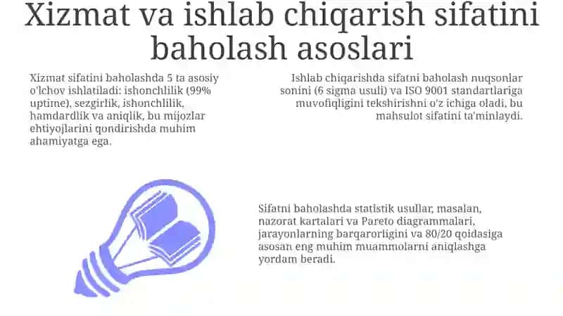 Xizmat ko‘rsatish va ishlab chiqarish sohalarida ish sifatini baholash 3
