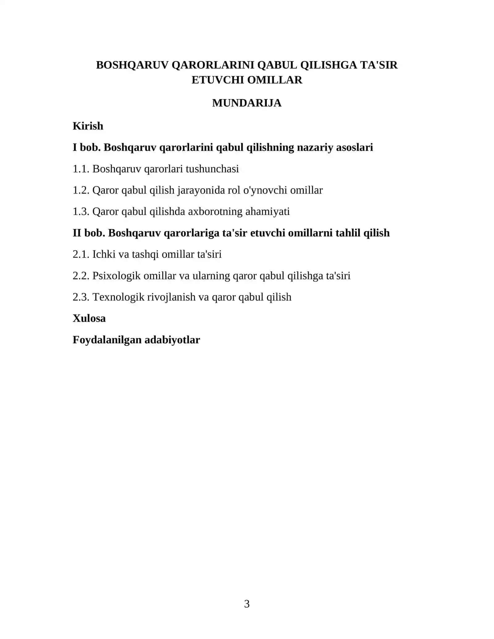 Boshqaruv qarorlarini qabul qilishga ta'sir etuvchi omillar 3