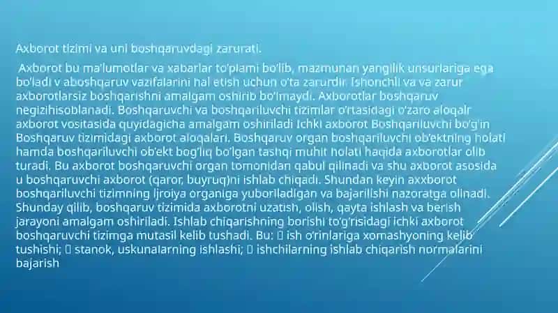 BOSHQARISHDA AXBOROT VA KOMMUNIKATSIYA REJA 3