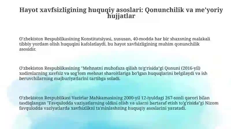 Hayot faoliyati xafsizligining xuquqiy asoslari 3