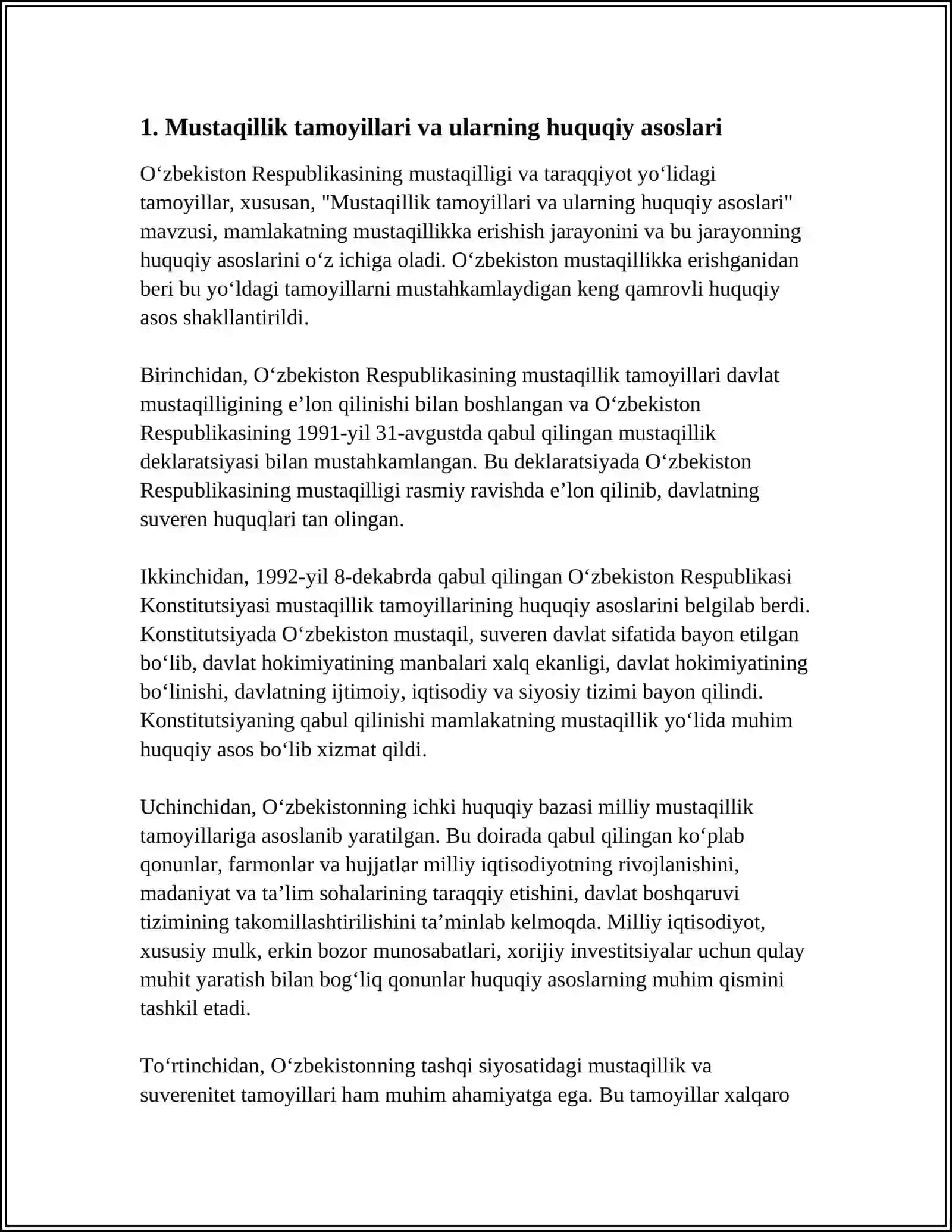 O'ZBEKISTON RESPUBLIKASI MUSTAQIL ISHI 3
