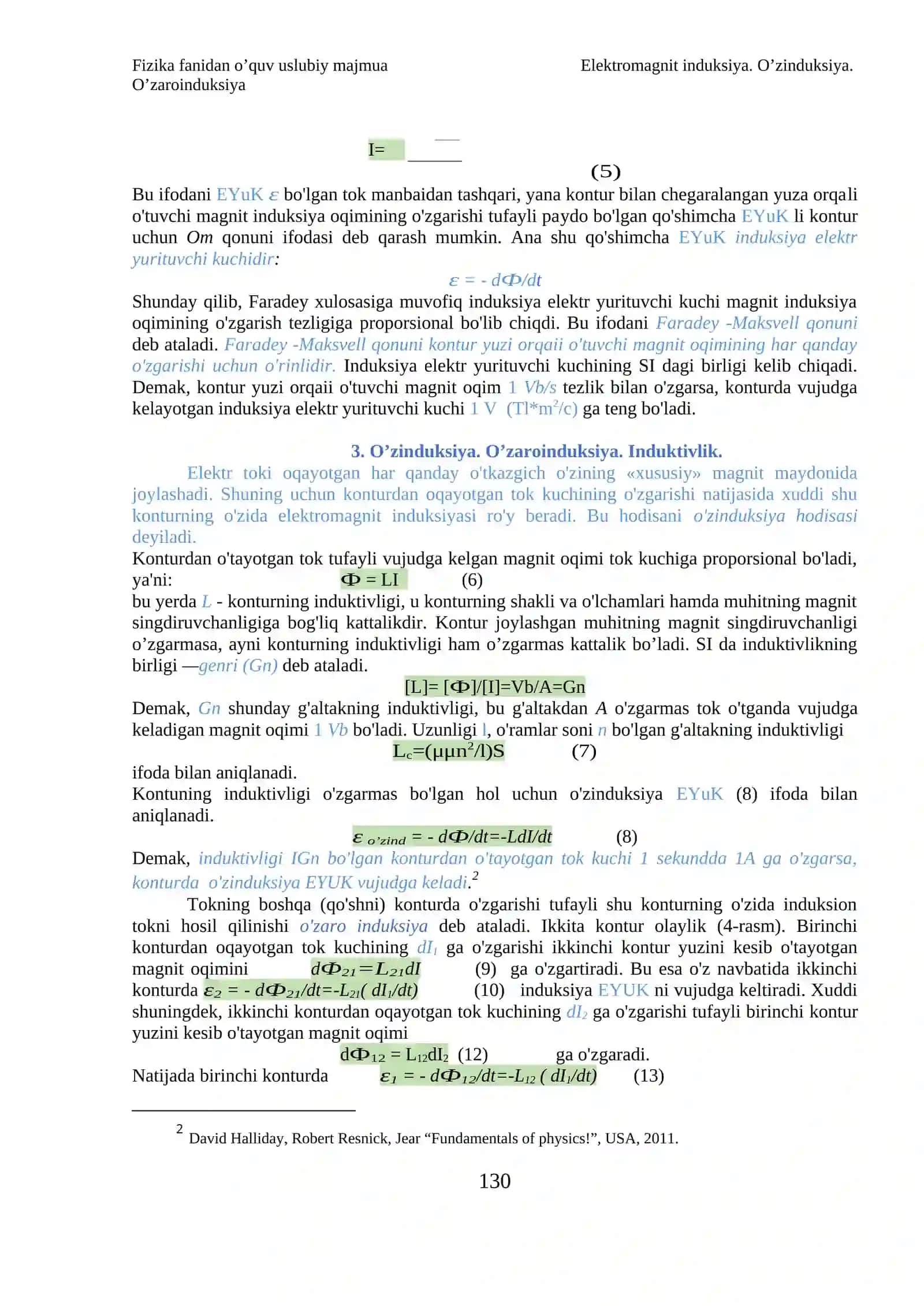 Elektromagnit induksiya. O’zinduksiya. O’zaroinduksiya 3