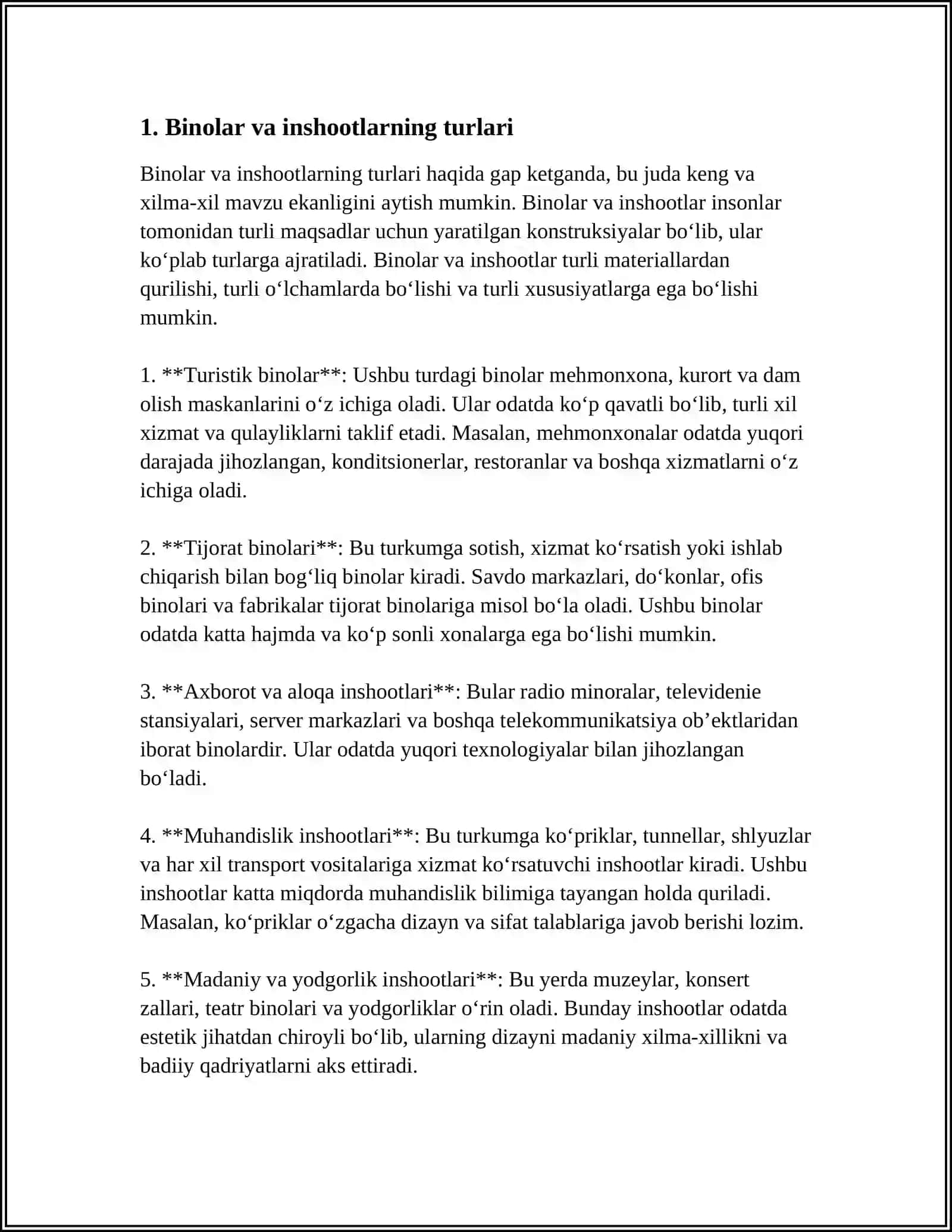 BINOLAR VA INSHOOTLAR TURLARI VA ULARDAN FOYDALANISH XUSUSIYATLARI 3