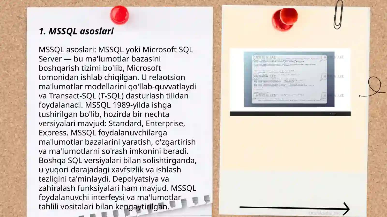 MSSQL ma’lumotlar bazasini boshqarish tizimlari 3