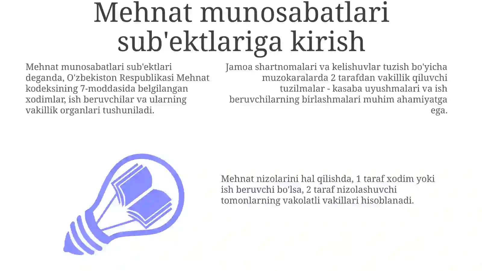 Mehnatga oid munosabat sub’ektlari 3
