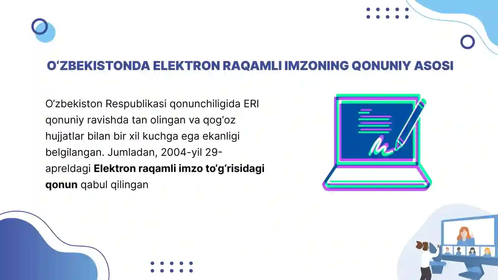 elektron  raqamli imzo va uni respublikamizda  taqbiq etish holati 3