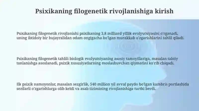 Psixikaning filogenetik rivojlanishiga kirish 3