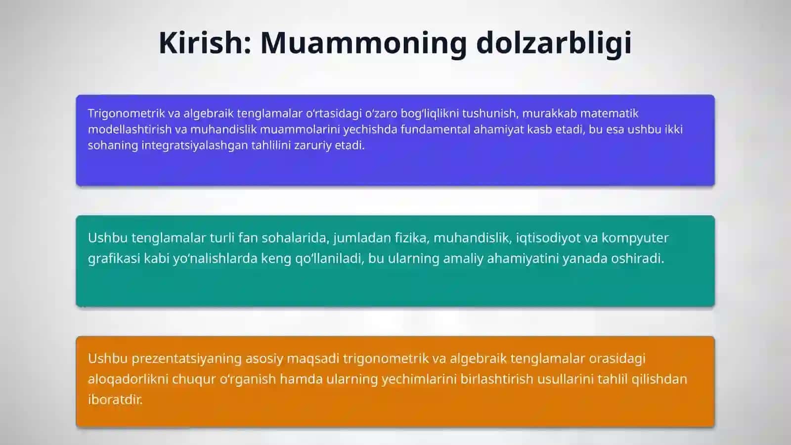 Trigonometrik funksiyalarga nisbatan algebraik tenglamalar 3