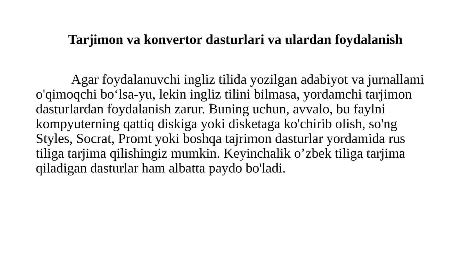 Tarjimon va konvertor dasturlari va ulardan foydalanish 3