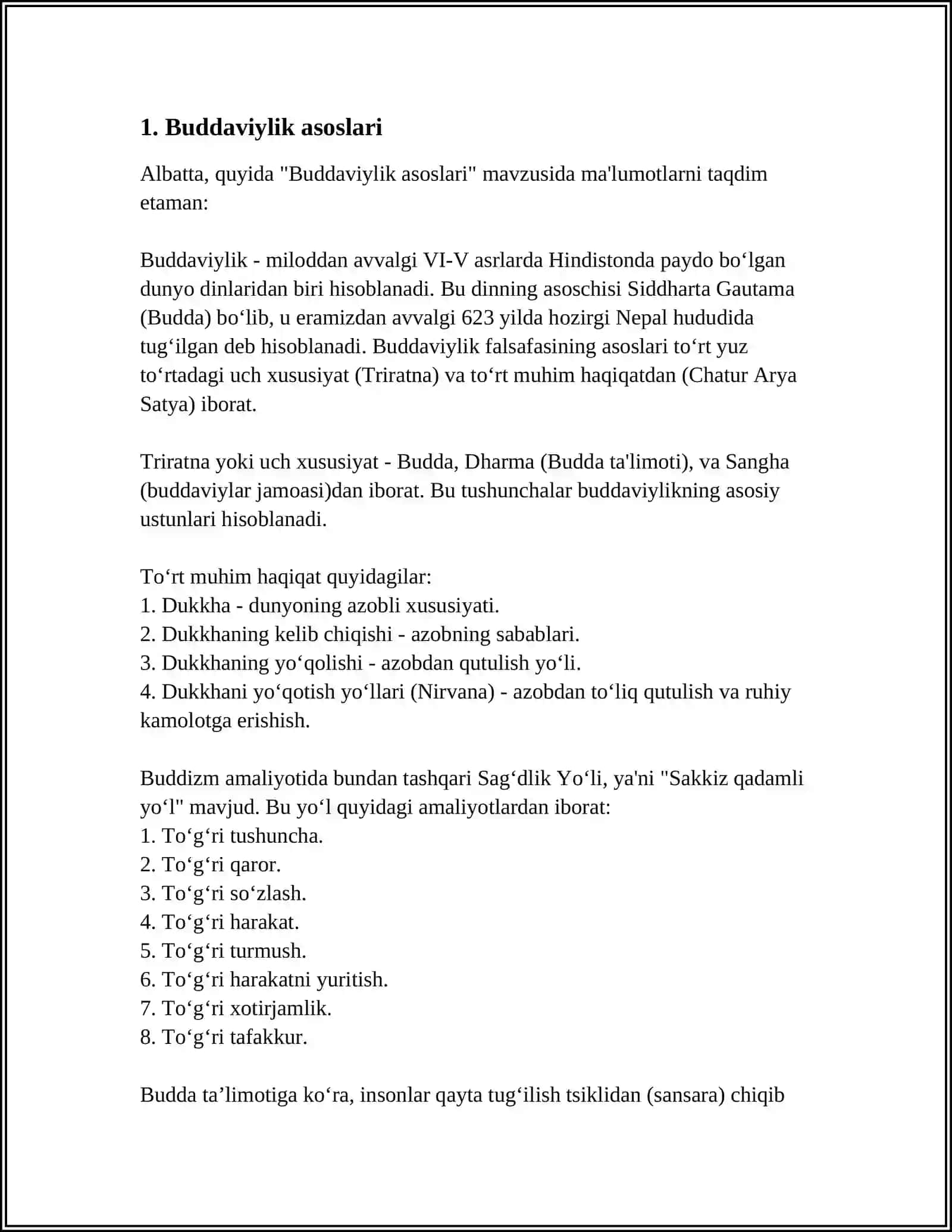 Buddaviylik asoslari 3
