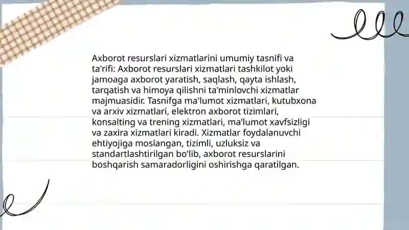 Axborot resurslari xizmatlari tasnifi 3