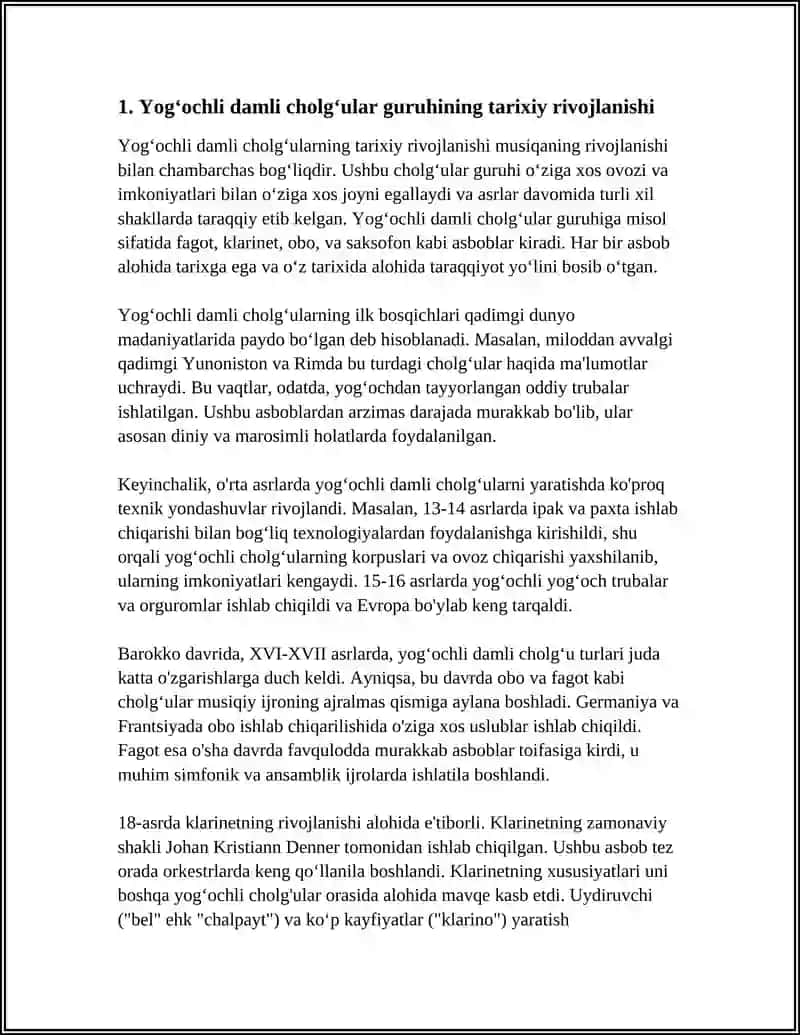 SIMFONIK ORKESTRINING YOGʻOCHLI DAMLI CHOLGʻULAR GURUHI 3