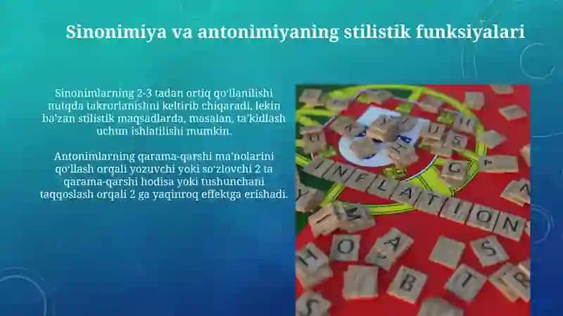 Sinonimiya va antonimiya hodisalari: ingliz va oʻzbek tillarida qiyosiy tahlil 3