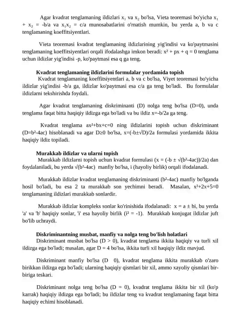 Kvadrat tenglamaning ildizlarini yasash 3