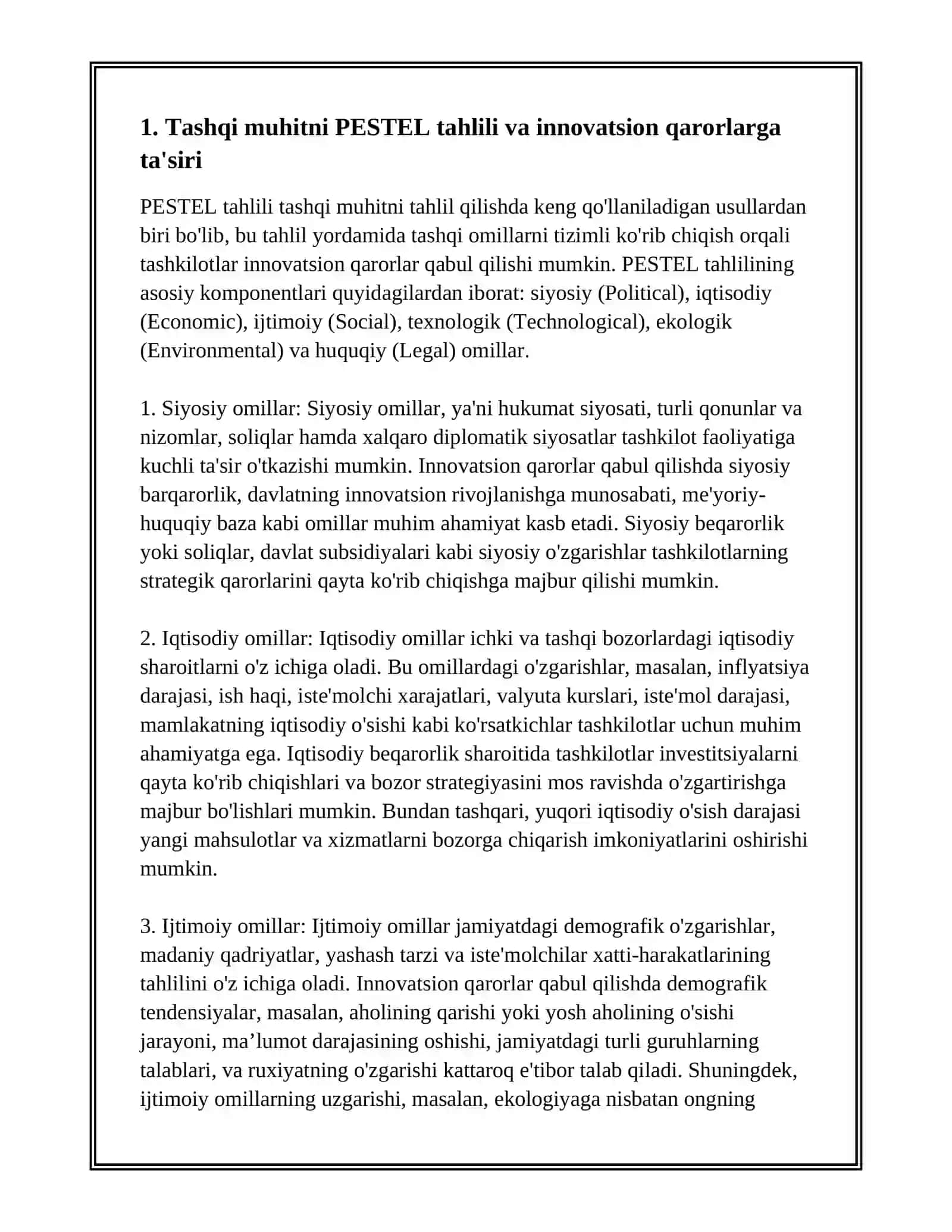 INNOVATSION QARORLAR QABUL QILISHDA TASHQI OMILLARNING TIZIMLI TAHLILI 3