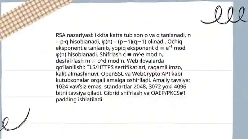 RSA algoritmi va web ilovalarda foydalash 3