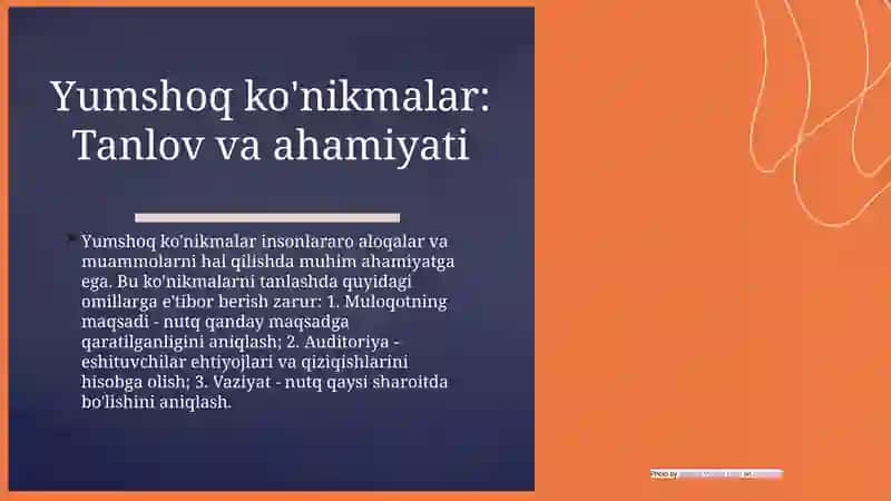 SOFT SKILLS – VAZIYATNI HISOBGA OLGAN HOLDA NUTQ VOSITALARINI TANLASH. TURLI JANRLARDAGI ANALITIK MATNLARNI YOZISH 3