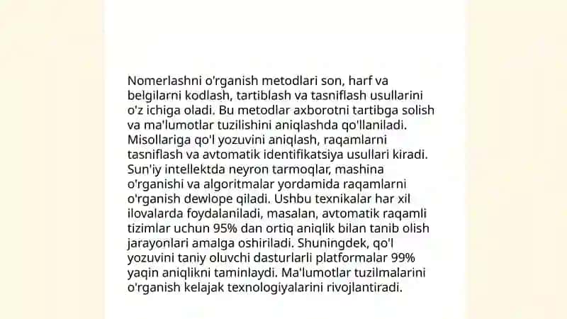 Nomerlashga oʻrgatish va tayyorgarlik 3