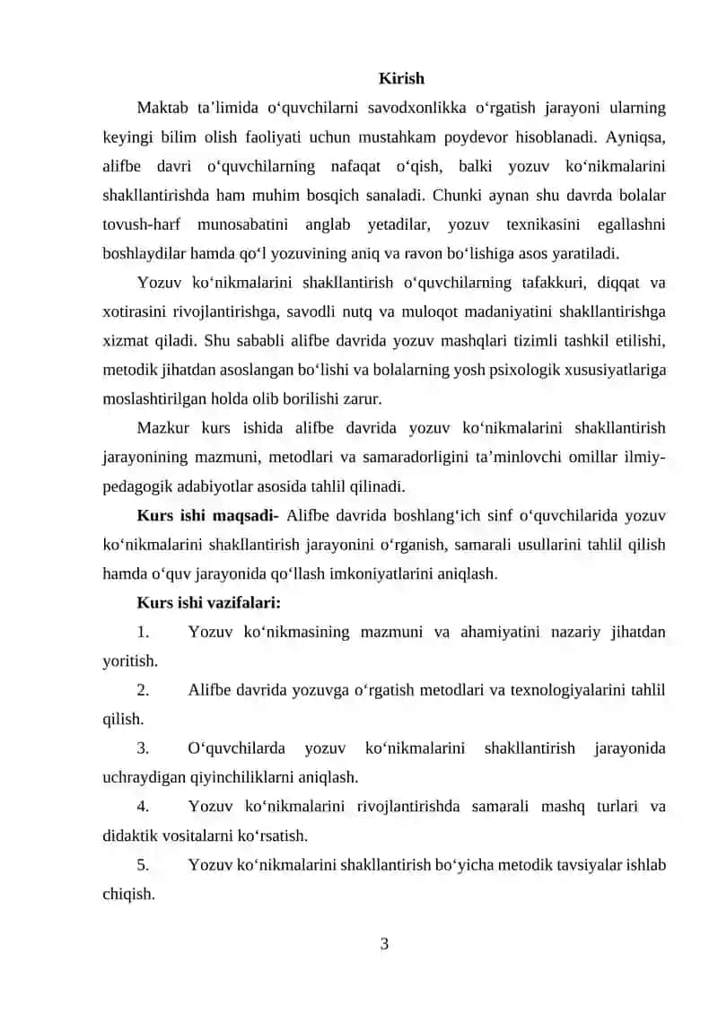 ALIFBE DAVRIDA YOZUV KONIKMALARINI SHAKLLANTRISH 3