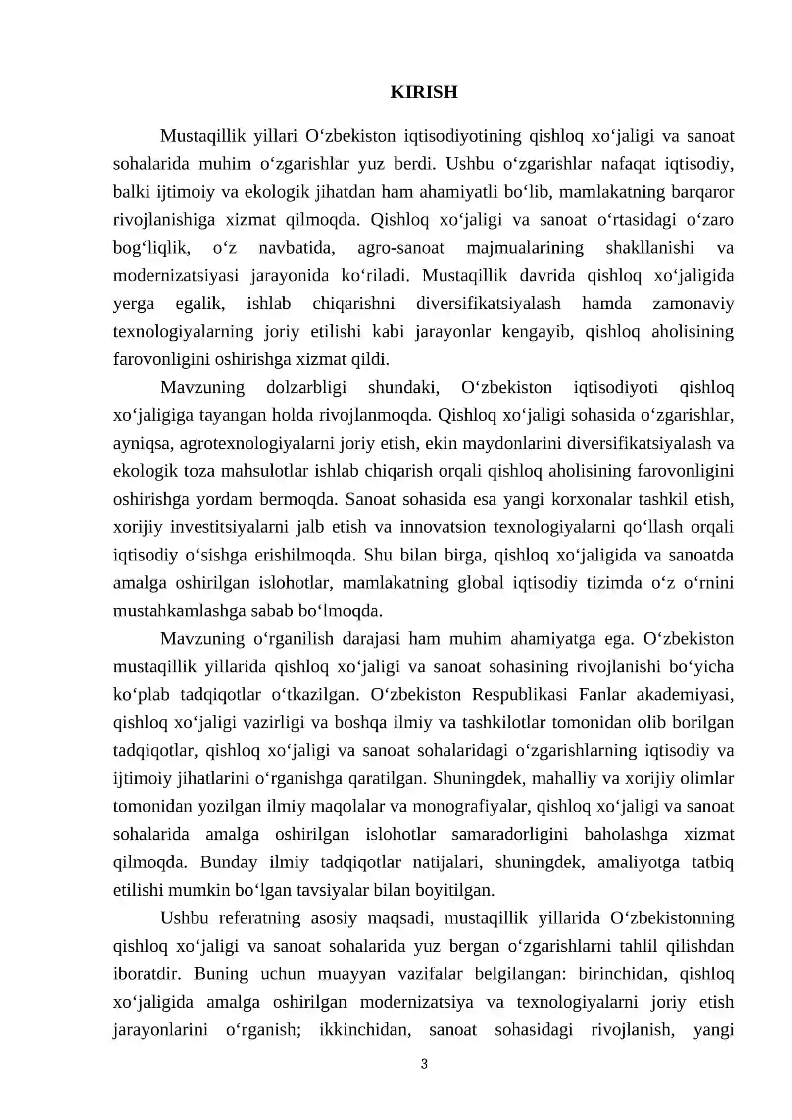 Mustaqillik yillarida qishloq xo‘jaligi va sanoat sohasi-dagi o‘zgarishlar 3