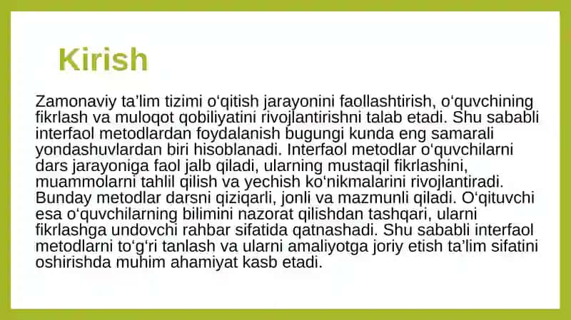 Ta’lim jarayonida interfaol metodlardan foydalanish 3