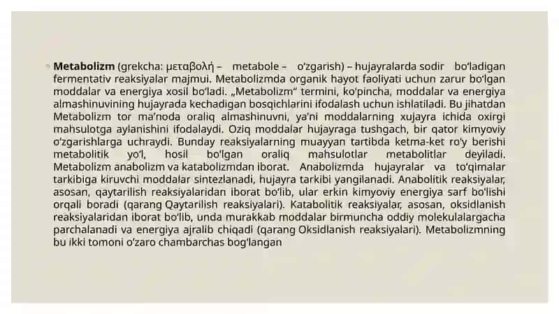 Jismoniy yuklama vaqtida metabolizmda ro'y beradi 3