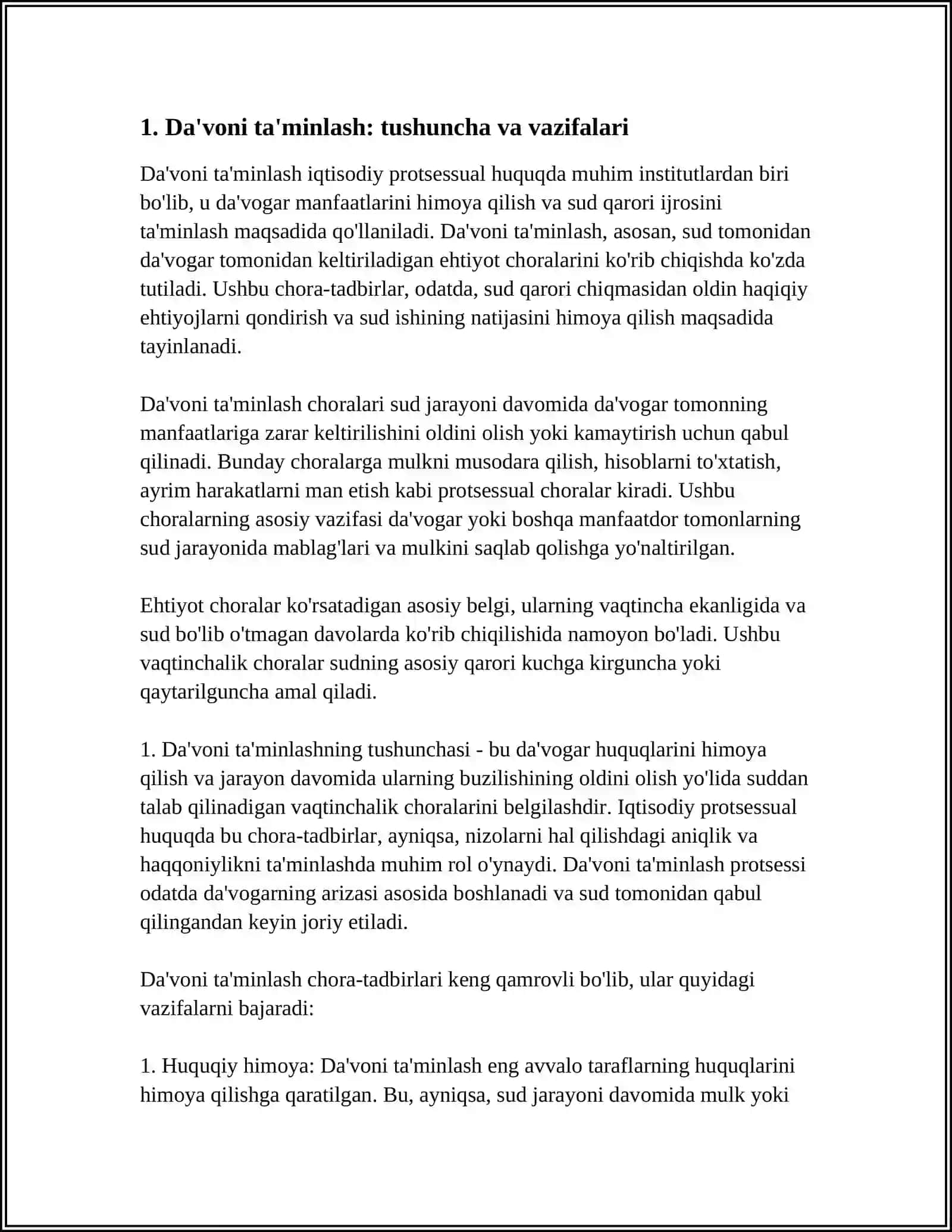 IQTISODIY PROTSESSUAL HUQUQDA DAʼVONI TAMINLASH 3