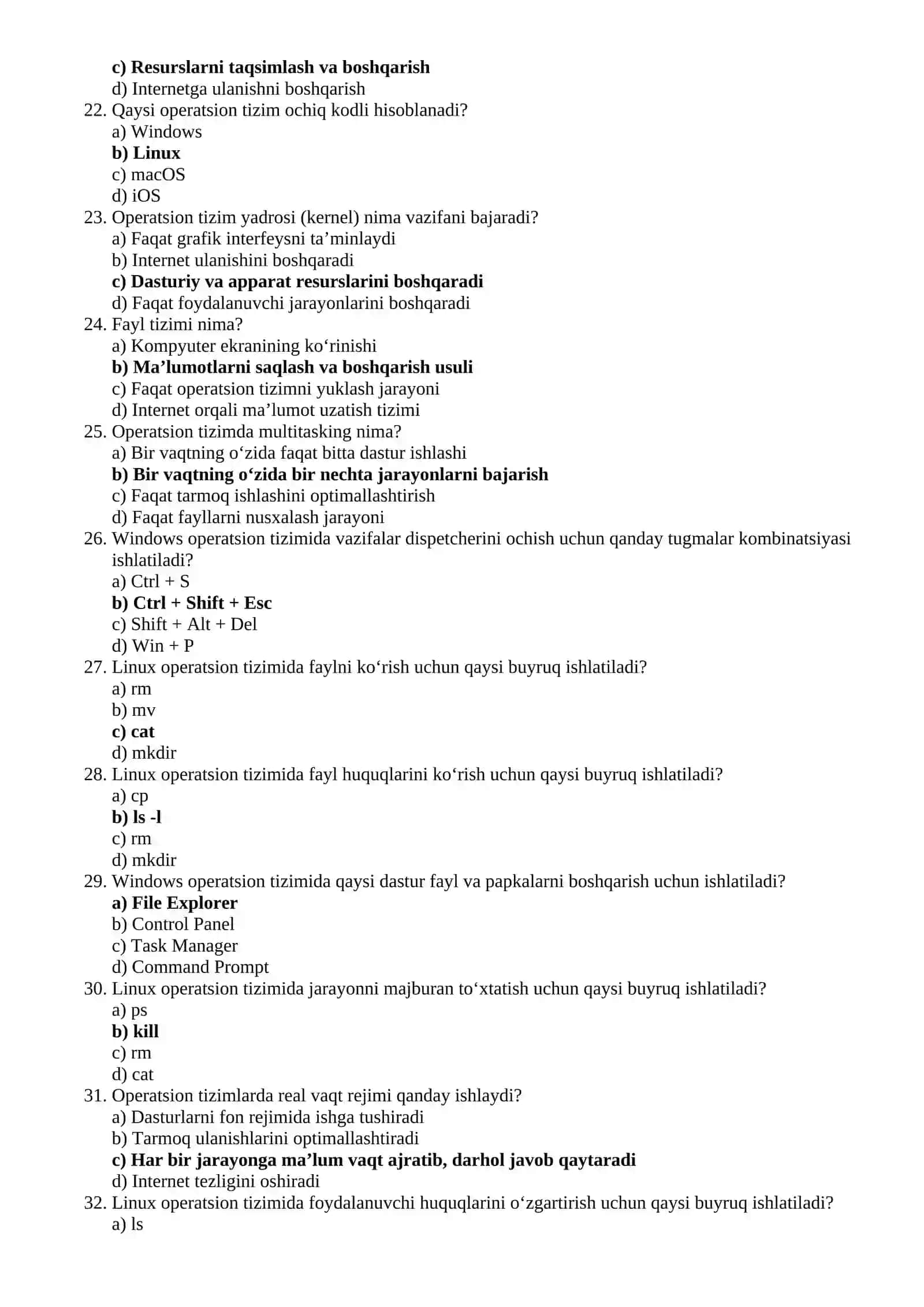 OPERATSION TIZIMLAR FANIDAN TEST SAVOLLARI 3
