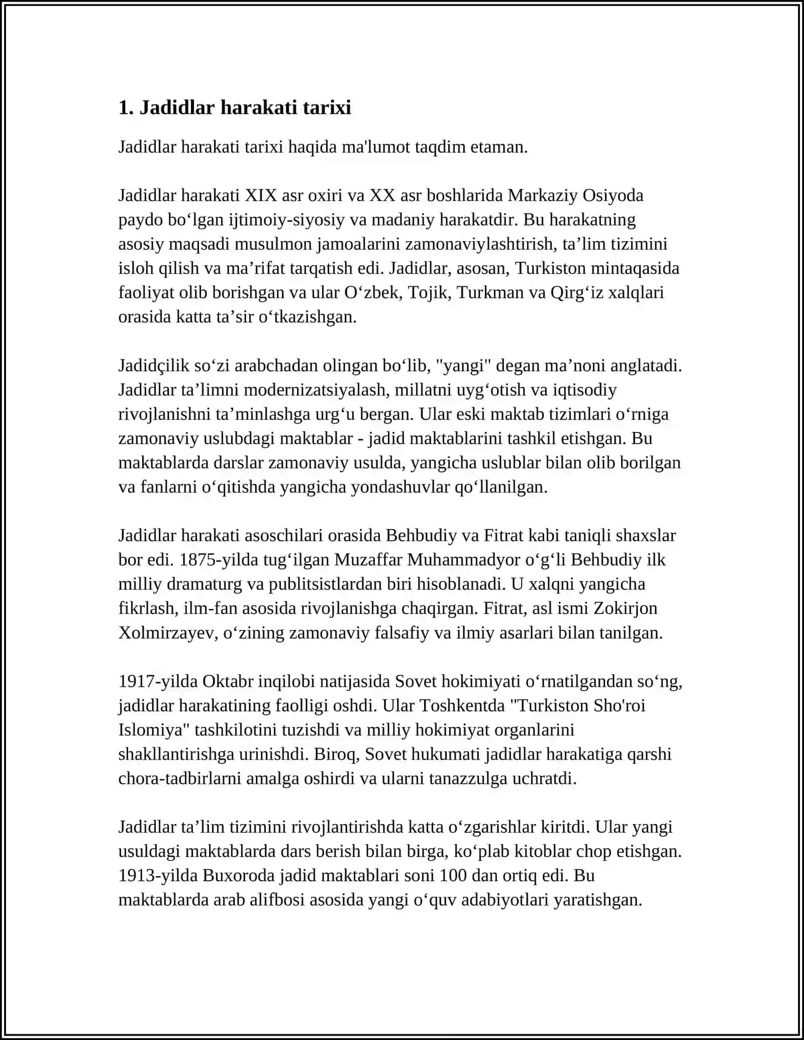 JADID MAʼRIFATPARVARLARNING OʻLKA IJTIMOIY MANAVIY HAYOTDAGI OʻRNI 3