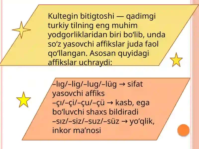 Kultegin bitigtoshida soʻzyasovchiaffikslar 3