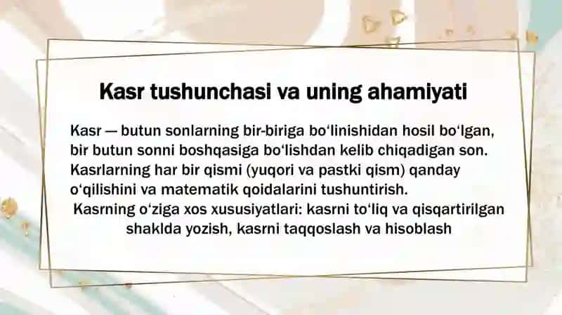 Sinfdan tashqari mashg‘ulotlarda kasr tushunchasi bilan tanishtirish metodikasi 3