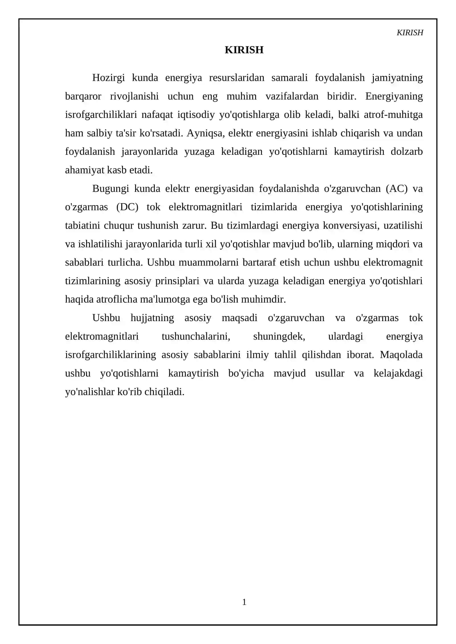 Energiyaning isrofgarchiliklari. O'zgaruvchan va O'zgarmas tok elektromagnitlari haqida tushunchalar 3