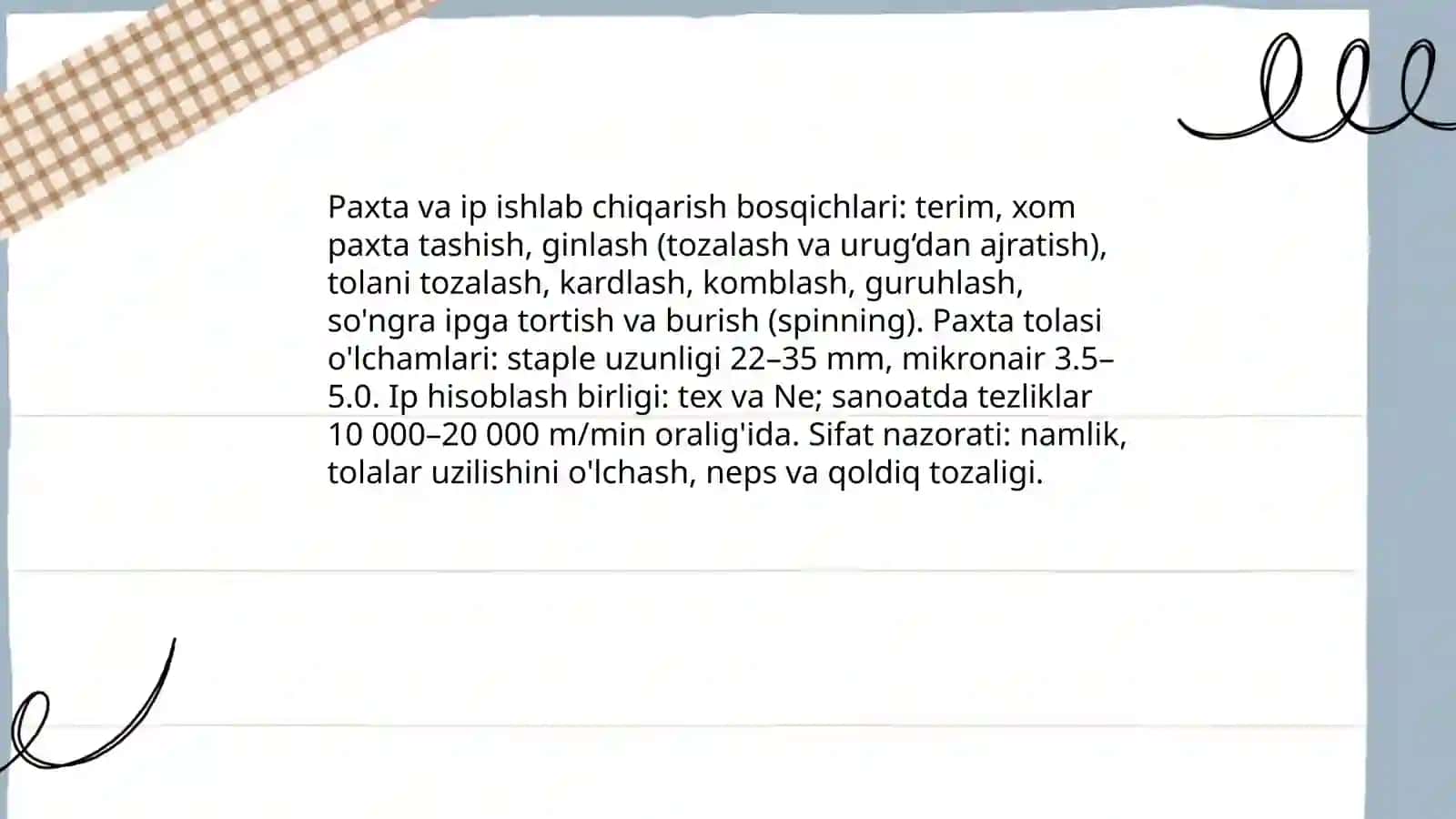 Paxta va ip ishlab chiqarish 3