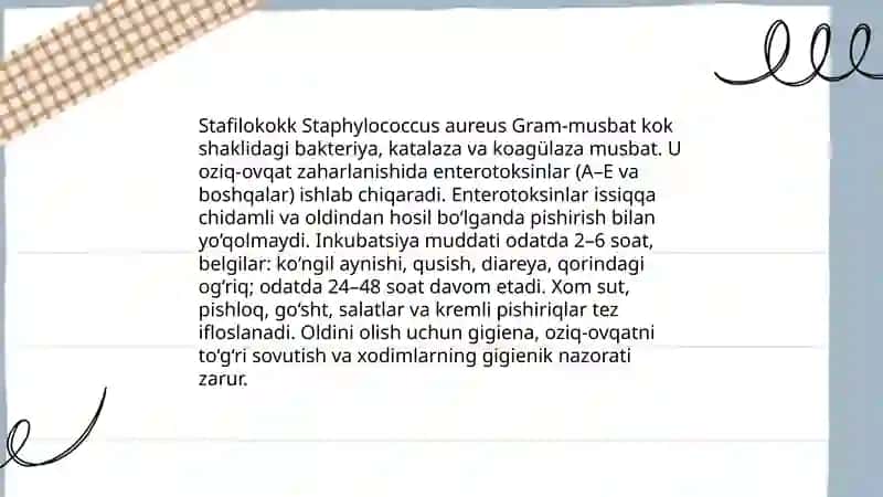 Ovqatdan zaharlanish keltirib chiqaruvchi stafilokokklar 3