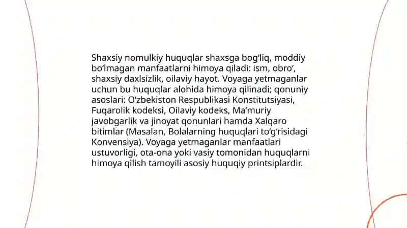 Voyaga yetmagan bolalarning shaxsiy nomulkiy huquq va majburiyatlari 3