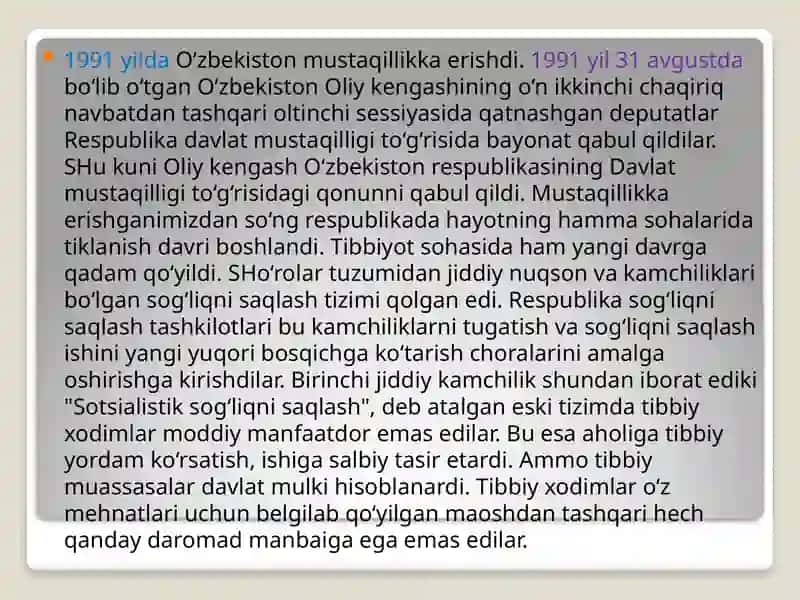 MUSTAQILLIK YILLARIDA SOG`LIQNI SAQLASH SOHASINING RIVOJLANISHI 3