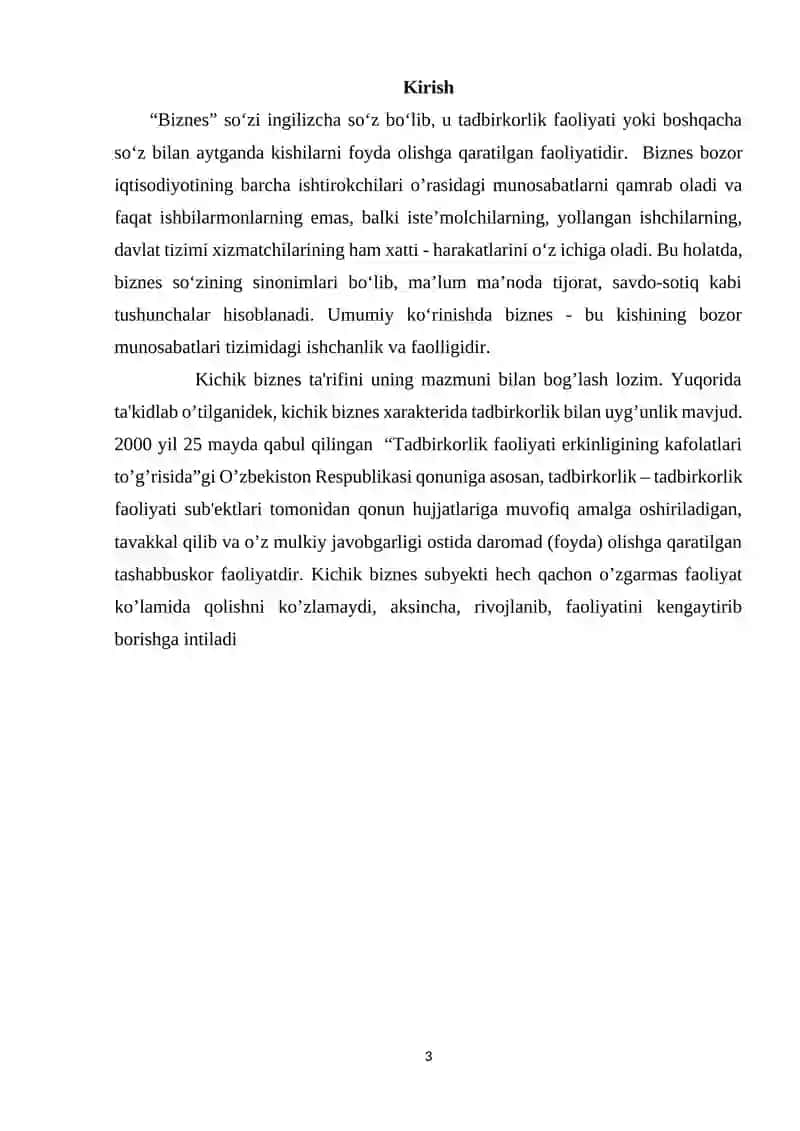 Kichik biznes va xususiy tadbirkorlikni qo’llab-quvvatlash 3